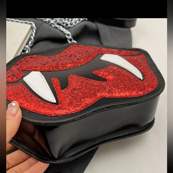 MISSLOOK Red and Black Crossbody Bag with Decorative Accents - Picture 4 of 9